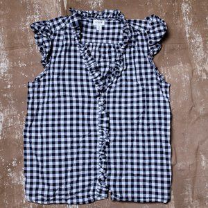 ☀️ J. Crew Factory Sleeveless Gingham Shirt (S)